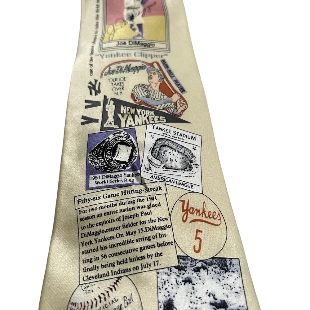 New York Yankees Joe DiMaggio Hand Made Silk Tie